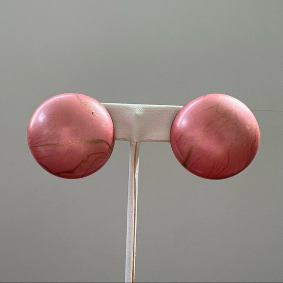 Vintage Pink Swirl Statement Earrings - Picture 2 of 6